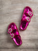 Stellar Rhinestone Buckle Slides in Fuschia