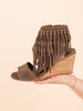 True Fringe Wedge in Taupe