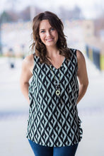 Black Geo Woven V-Neck Tank-Shop-Womens-Boutique-Clothing