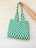 Checkerboard Lazy Wind Big Bag in Green & White