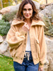 Don't Stress Oversized Collar Sherpa Jacket In Taupe