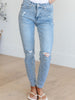 Eloise Mid Rise Control Top Distressed Skinny Jeans