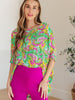 Essential Blouse in Painted Green and Pink