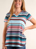 Multi Stripe V-Neck Tee-Shop-Womens-Boutique-Clothing