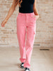 Peggy High Rise Cargo Straight Jeans in Pink