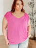 Ruched Cap Sleeve Top in Magenta
