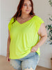 Ruched Cap Sleeve Top in Neon Green