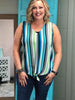 Striped Tank Top with Tie Front-Shop-Womens-Boutique-Clothing