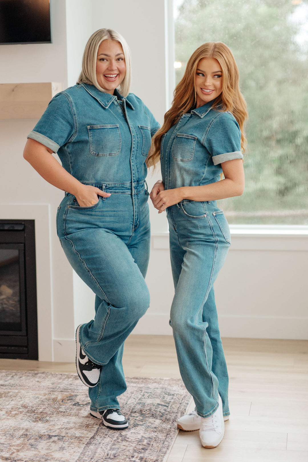 SylviaShortSleeveDenimJumpsuit
