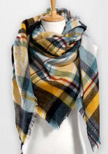 Triangle Blanket Scarf ~ Yellow Teal Plaid-Shop-Womens-Boutique-Clothing