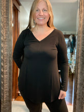 Black V neck Long Sleeve Tee