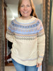 Beige w/  Blue, Tan & Brown Print Sweater