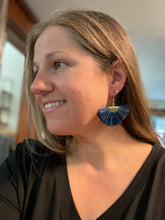 Navy Thread Half Circle Earrings