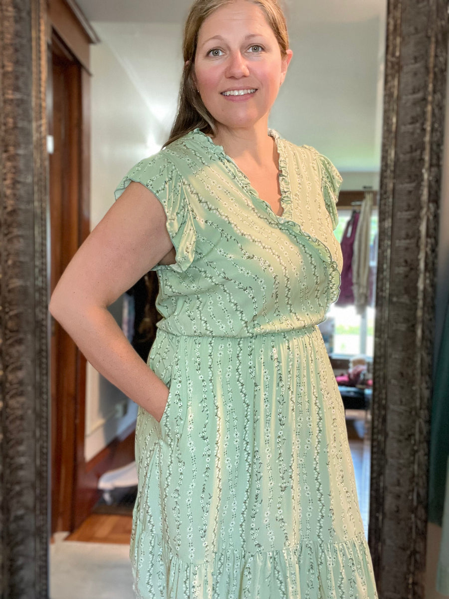 Sage Floral Dress with Pockets Sage Floral Dress with Pockets