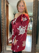 Satin Floral One Shoulder Satin Dress