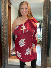 Satin Floral One Shoulder Satin Dress