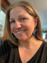 Navy Thread Half Circle Earrings